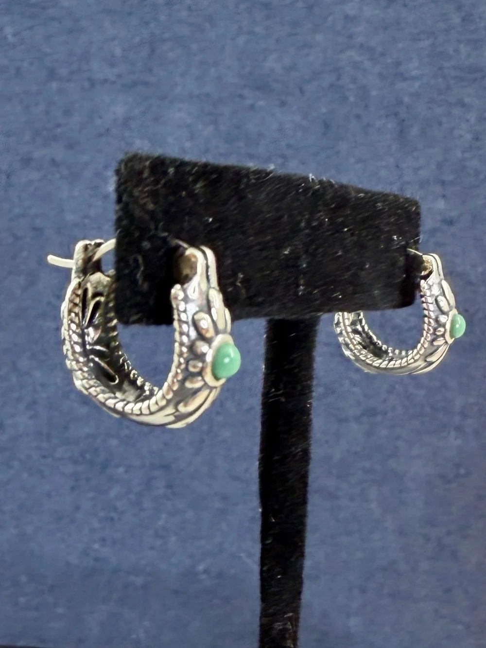 CAROLYN POLLACK American West Sterling Silver Turquoise Hoop Huggie Earrings
